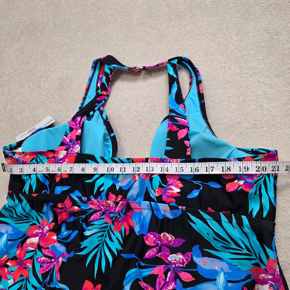 NWT Island Escape 24W Halter Tankini Swimwear Underwire Plunging V-Neck - Picture 6 of 11